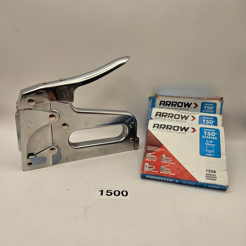 ARROW T50 HEAVY DUTY MANUAL STAPLE GUN + 5000 1/4 INCH + 2500 3/8 INCH STAPLE